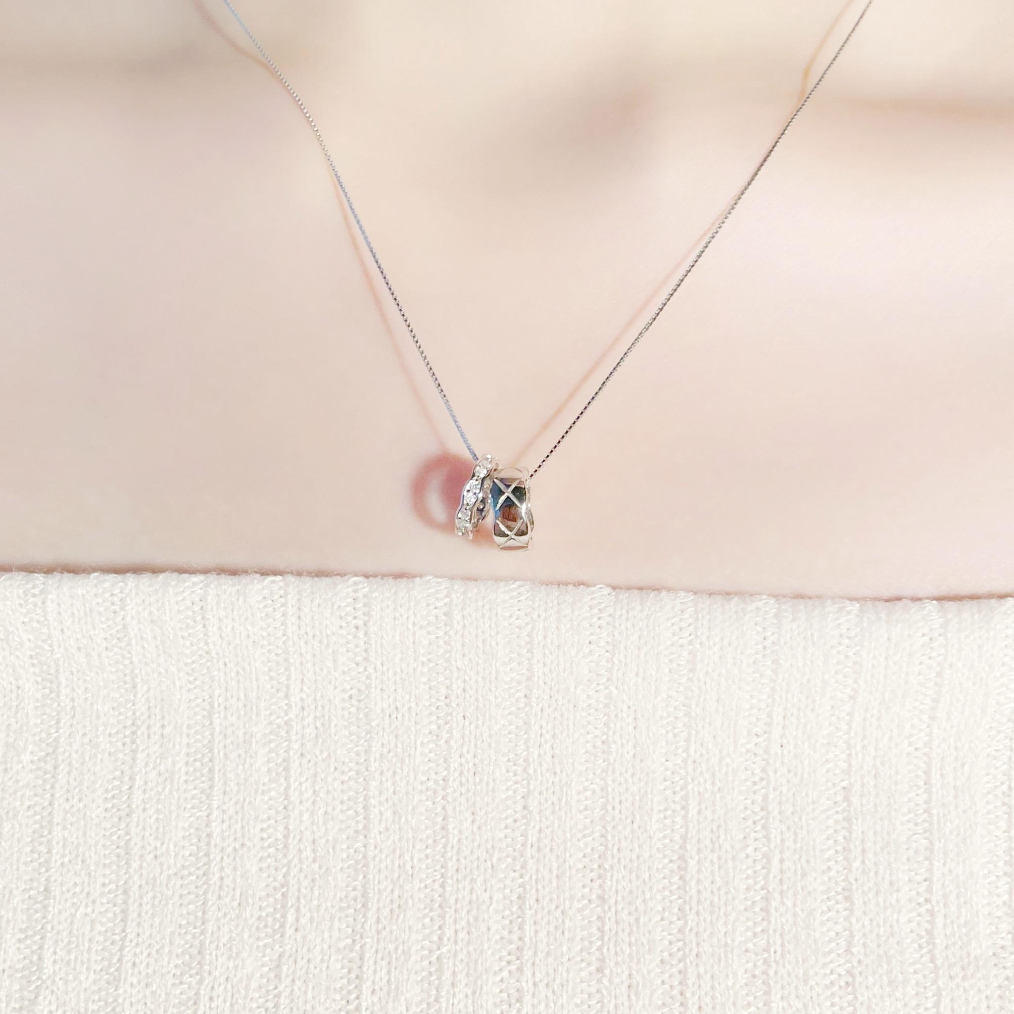 | 925 Silver・ White Gold  | Rings Necklace | NE0715 |