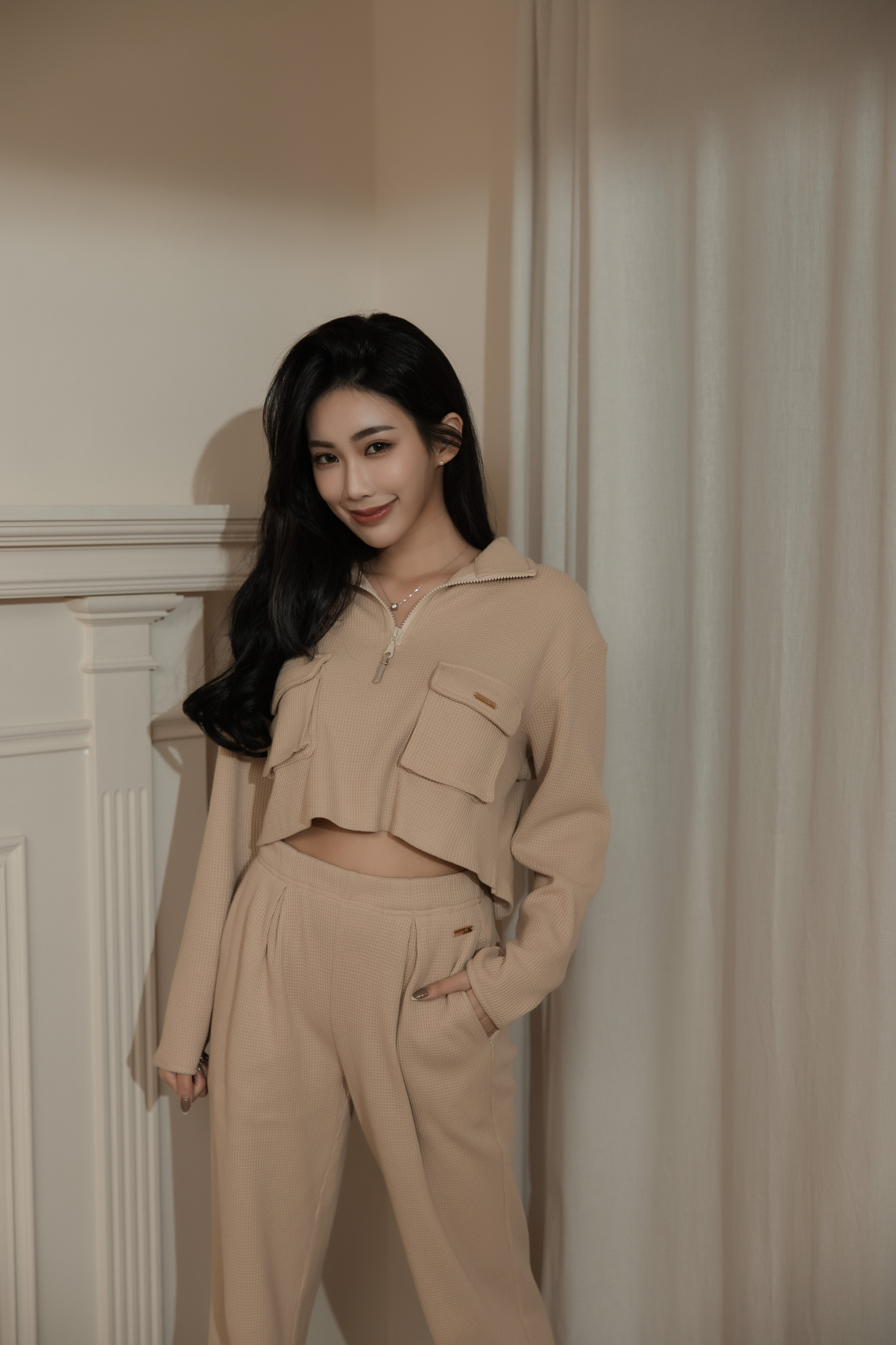 餅乾紋🍪翻領長腿休閒套裝