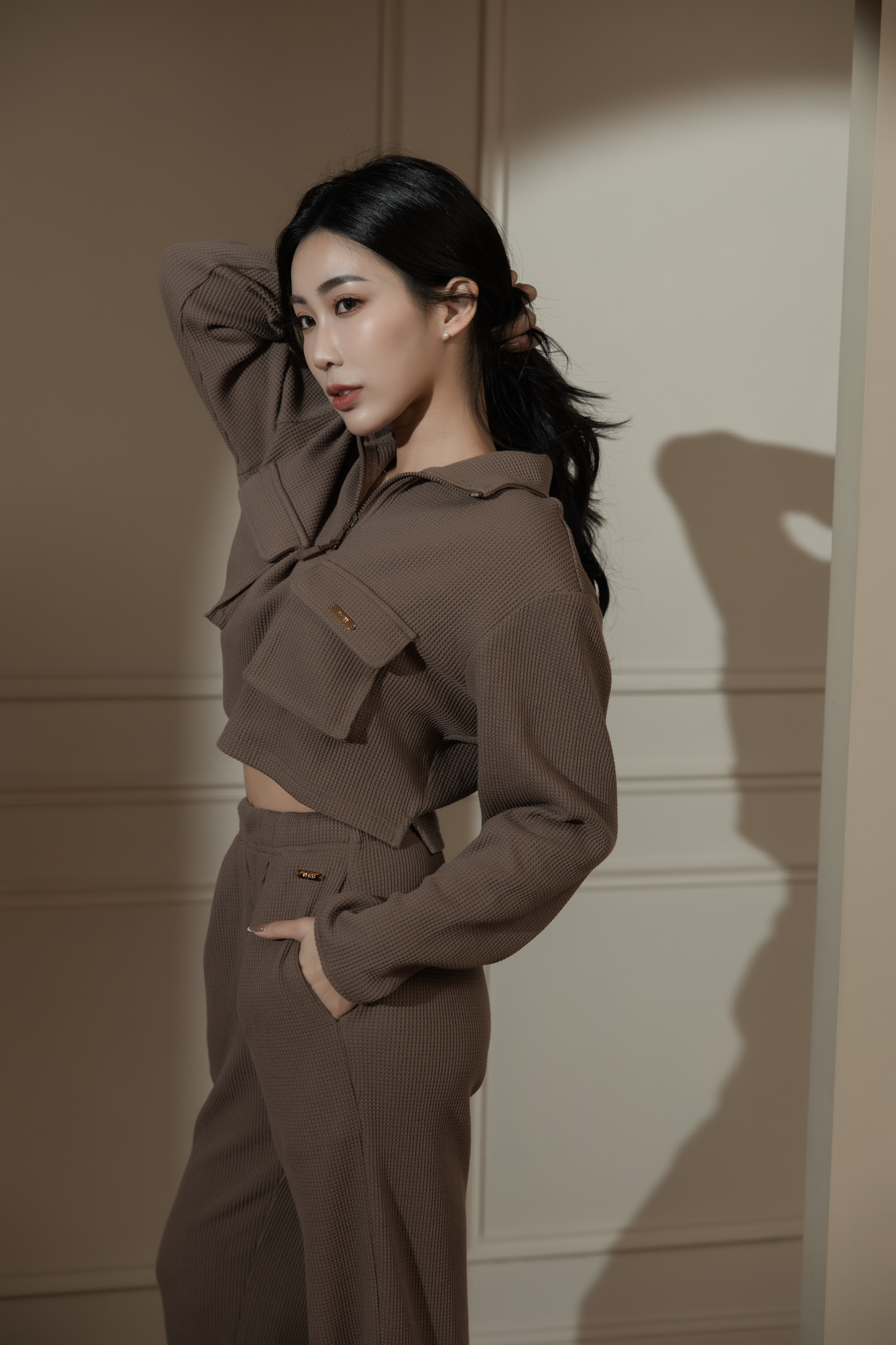 餅乾紋🍪翻領長腿休閒套裝