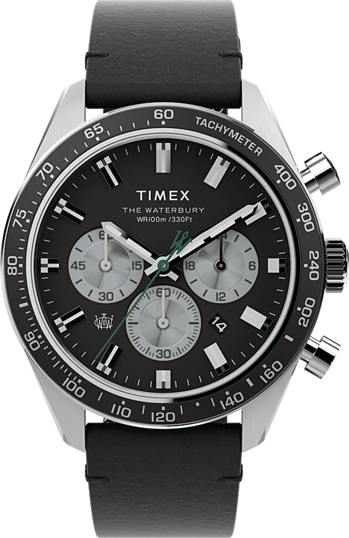 萬年鐘錶 - TIMEX 天美時   Q-Timex  歐洲賽道經典精緻呈現三眼計時男錶-皮革款   TW2V42500   timex Q  錶徑41MM