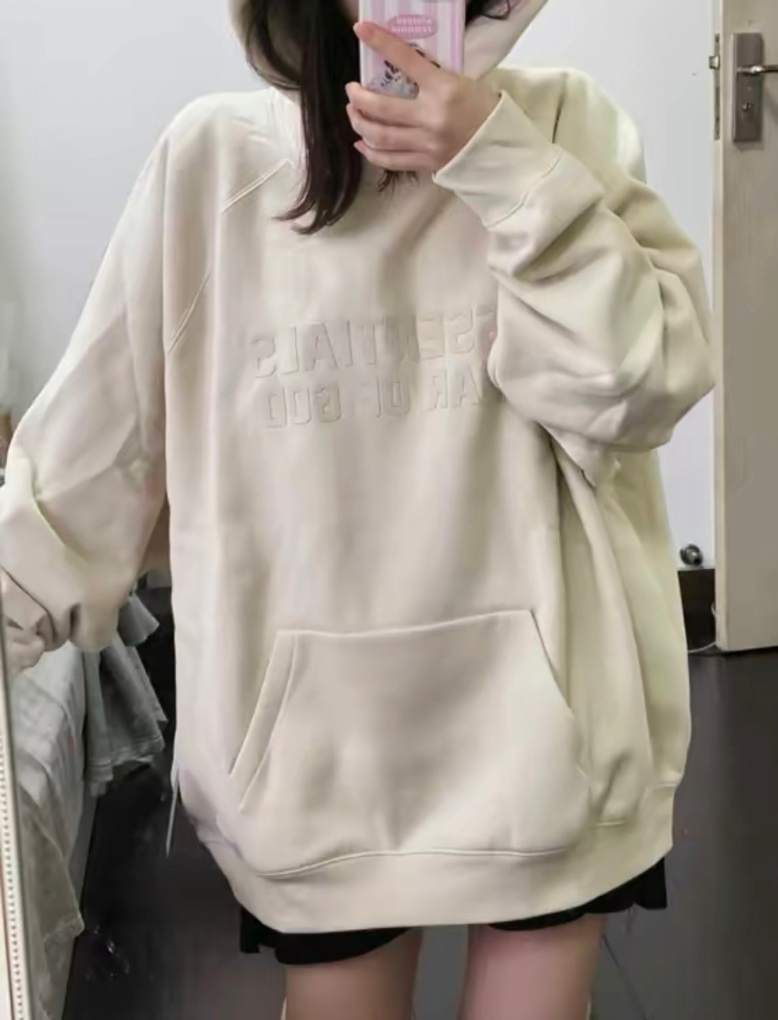 FOG ESSENTIALS  新款 植絨 大字LOGO 奶油色帽T