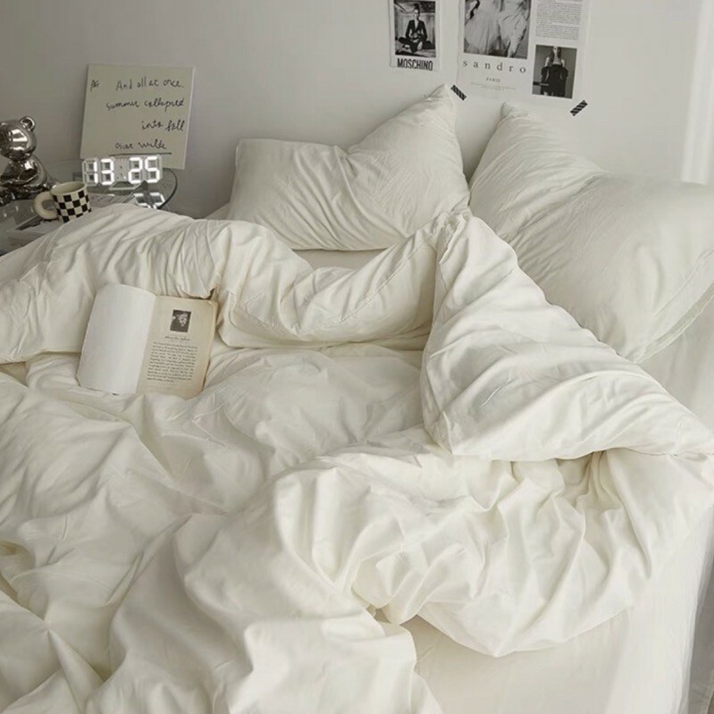 純色水洗棉 【奶白色】 床單床包組