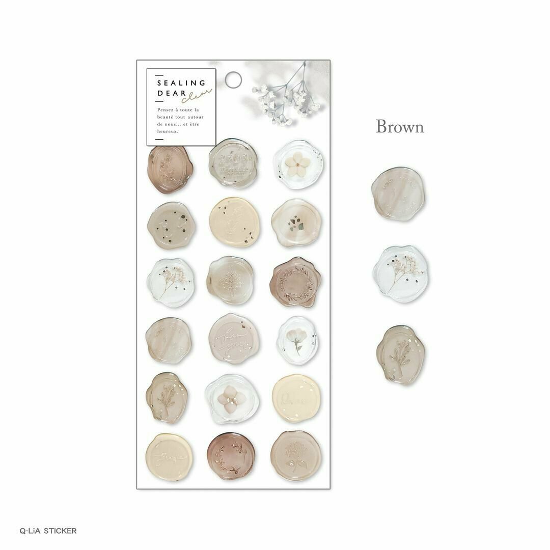 棕色 銀箔 透明感 封蠟印章貼紙｜日本Q-LiA