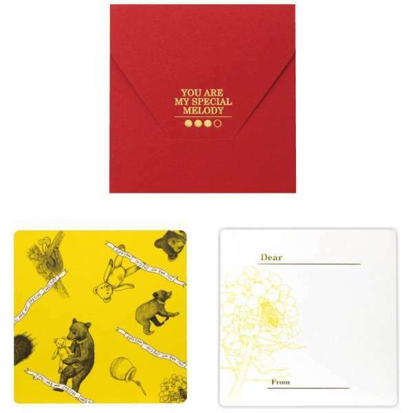 棕熊 方形萬用卡片 紅色信封｜日本cashico