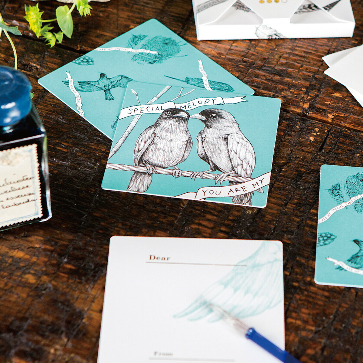 鳥 方形萬用卡片 黃色信封｜日本cashico