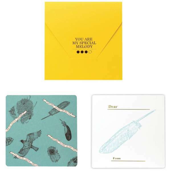 鳥 方形萬用卡片 黃色信封｜日本cashico