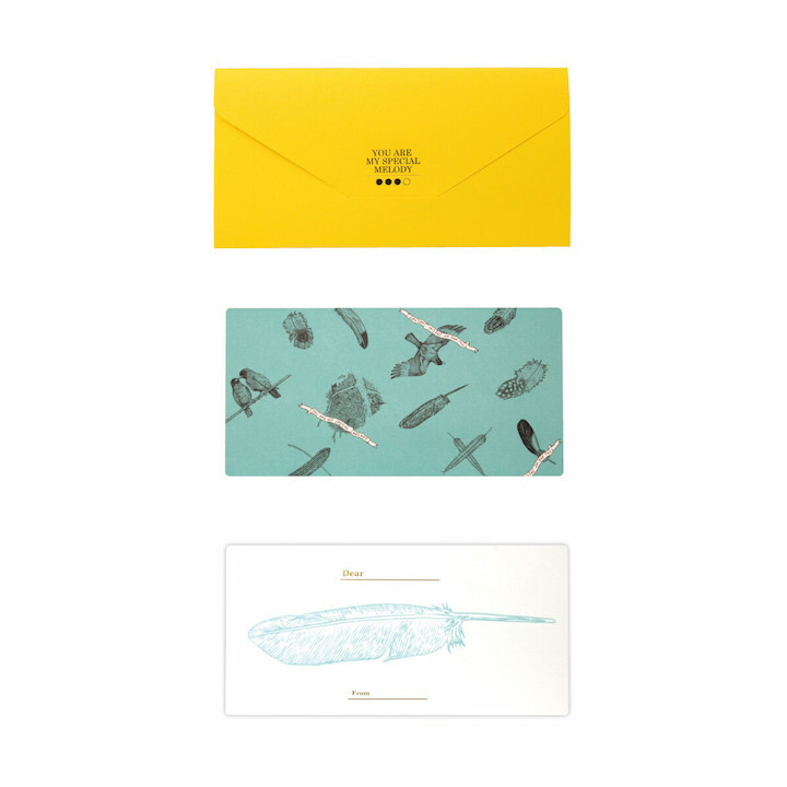 鳥 長形萬用卡片 黃色信封｜日本cashico