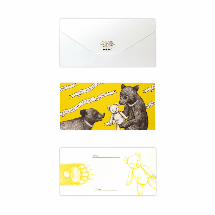 棕熊 長形萬用卡片 白色信封｜日本cashico