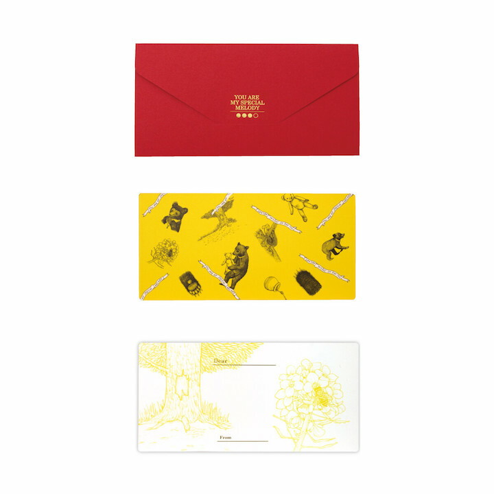 棕熊 長形萬用卡片 紅色信封｜日本cashico