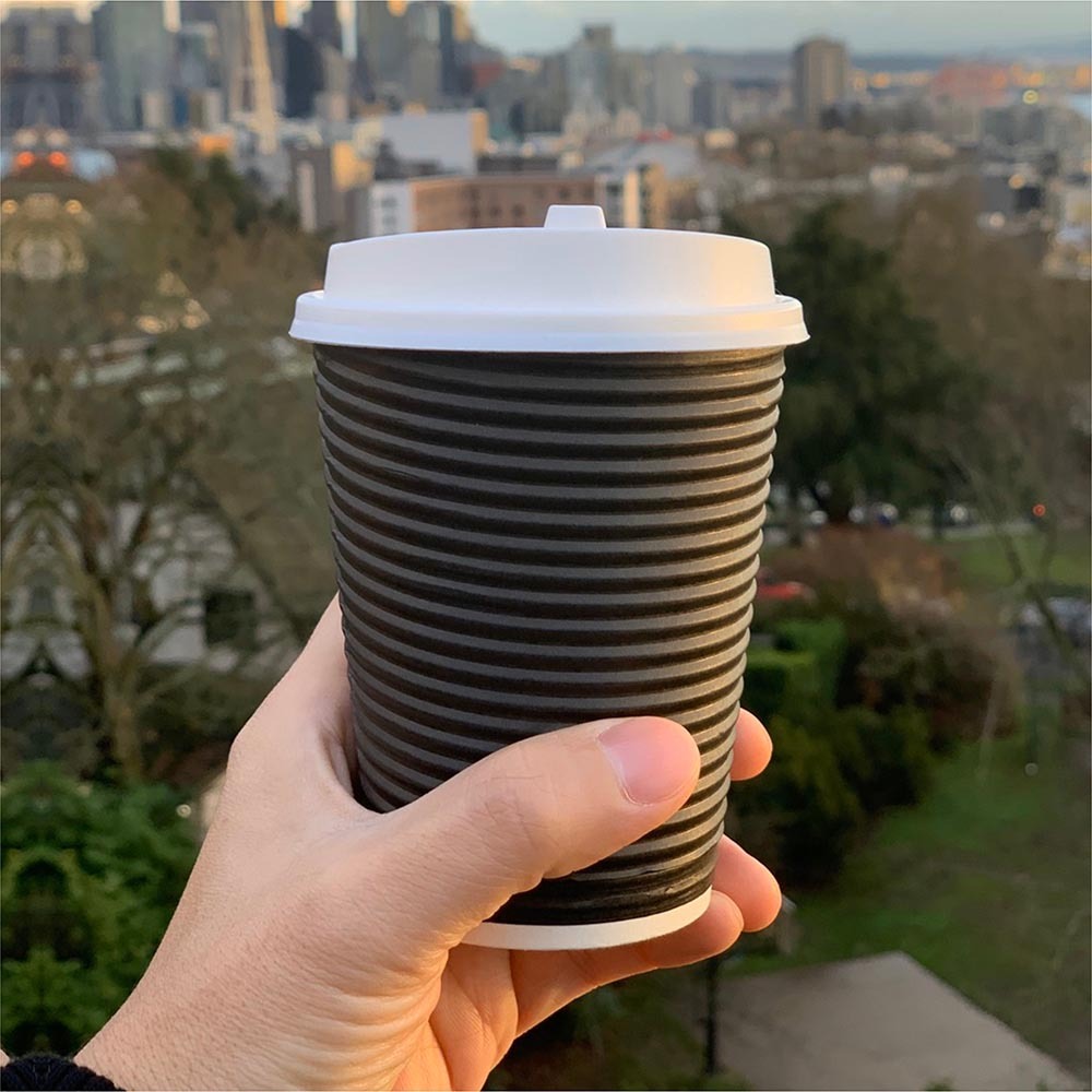 公版瓦楞橫紋杯 12oz 黑色