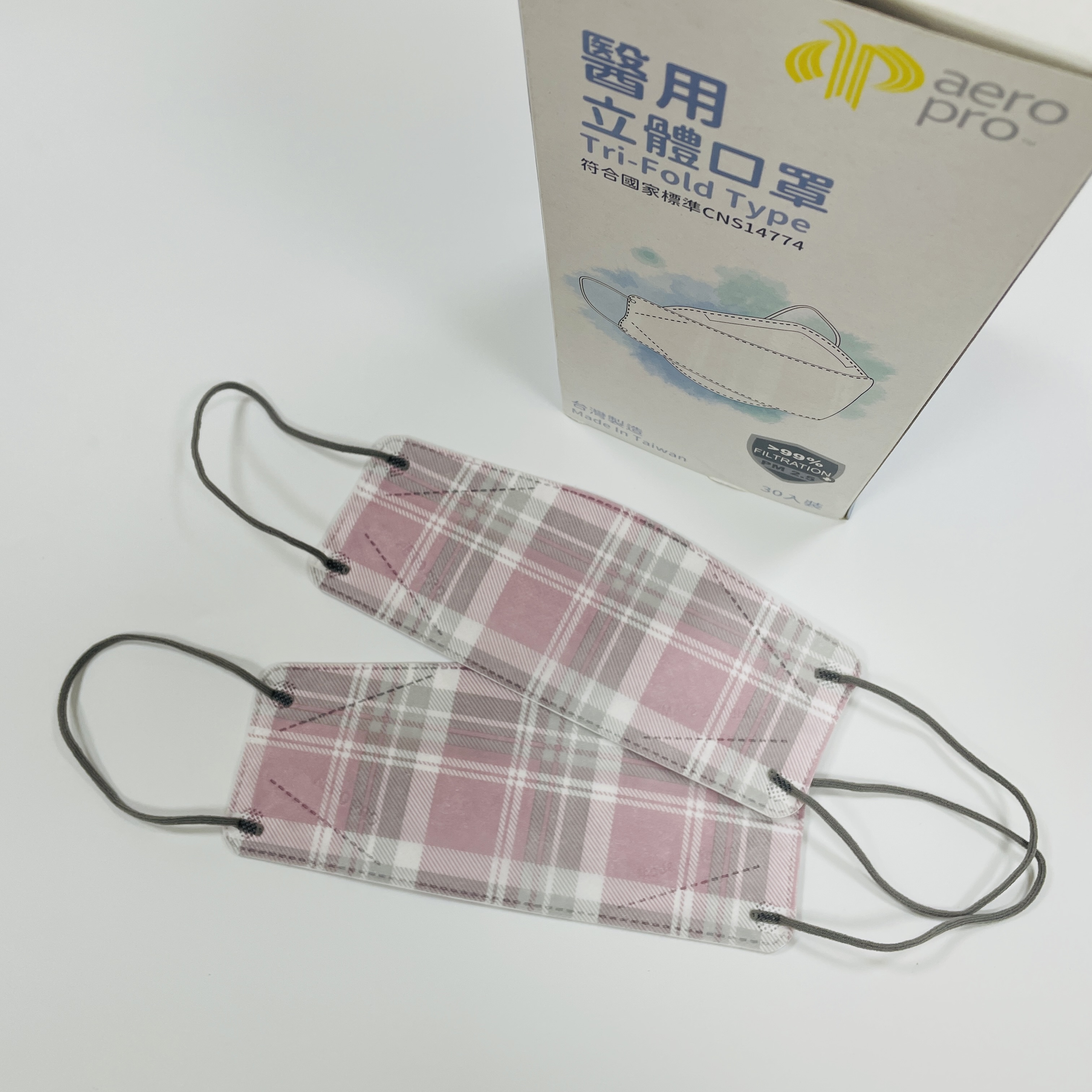 AERO PRO 4D 系列-灰粉色 三片式立體醫用口罩(30入/盒)