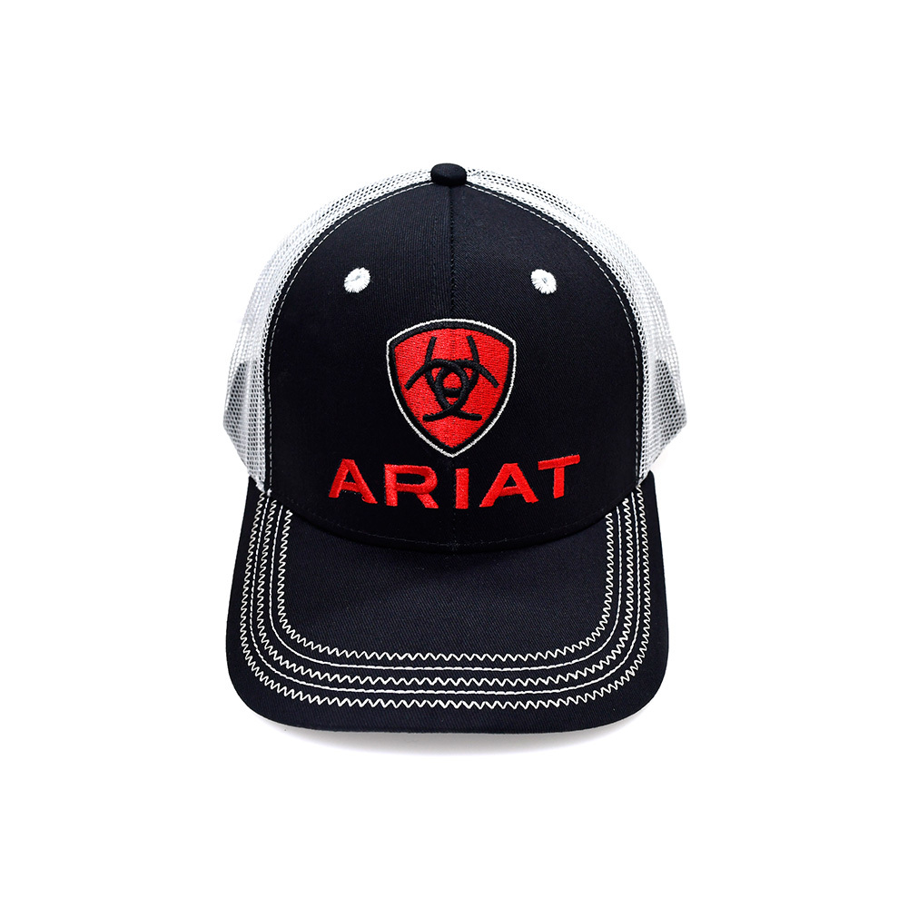 Ariat 男款 黑紅 休閒帽/網帽 - 黑紅款