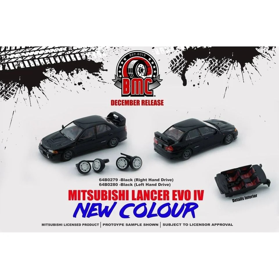 BMC 1/64 Mitsubishi 三菱 Lancer EVO IV - BLK (RHD)