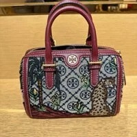 [S] TORY BURCH MONOGRAM EMBROIDERED MINI DUFFLE BAG,TORY NAVY, 84023-405 (STB247)