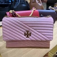 [S] TORY BURCH KIRA CHEVRON GLAZED SMALL CONVERTIBLE SHOULDER BAG,PINK, 84190-651 (STB250)