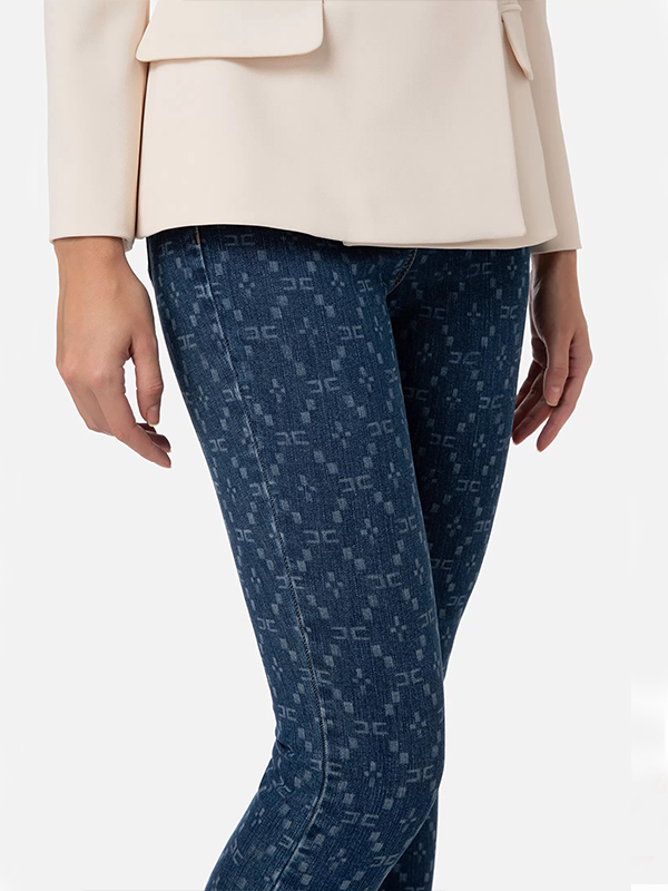 Elisabetta Franchi LOGO印花緊身牛仔褲