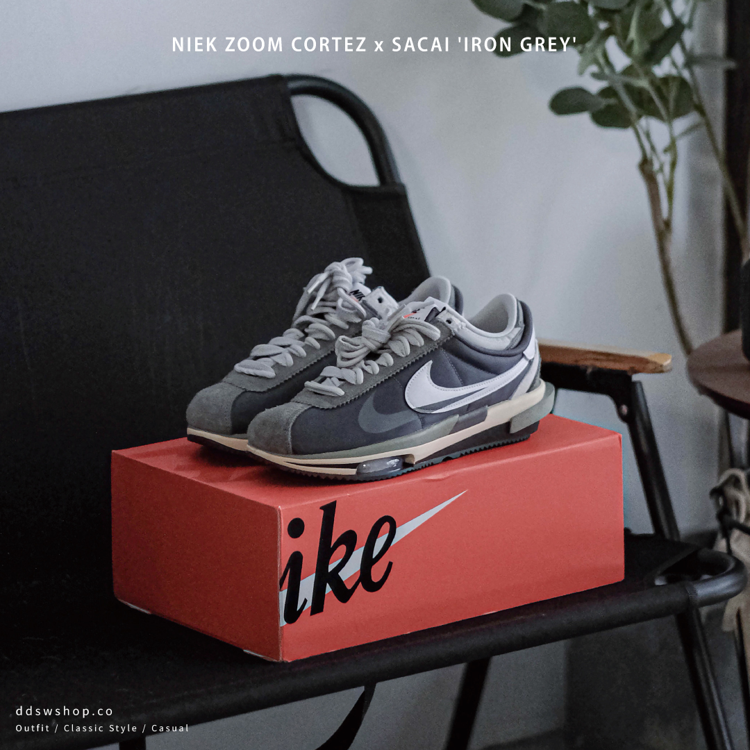 Nike Zoom Cortez x Sacai 'Iron Grey' 聯名款阿甘鞋灰白灰黑
