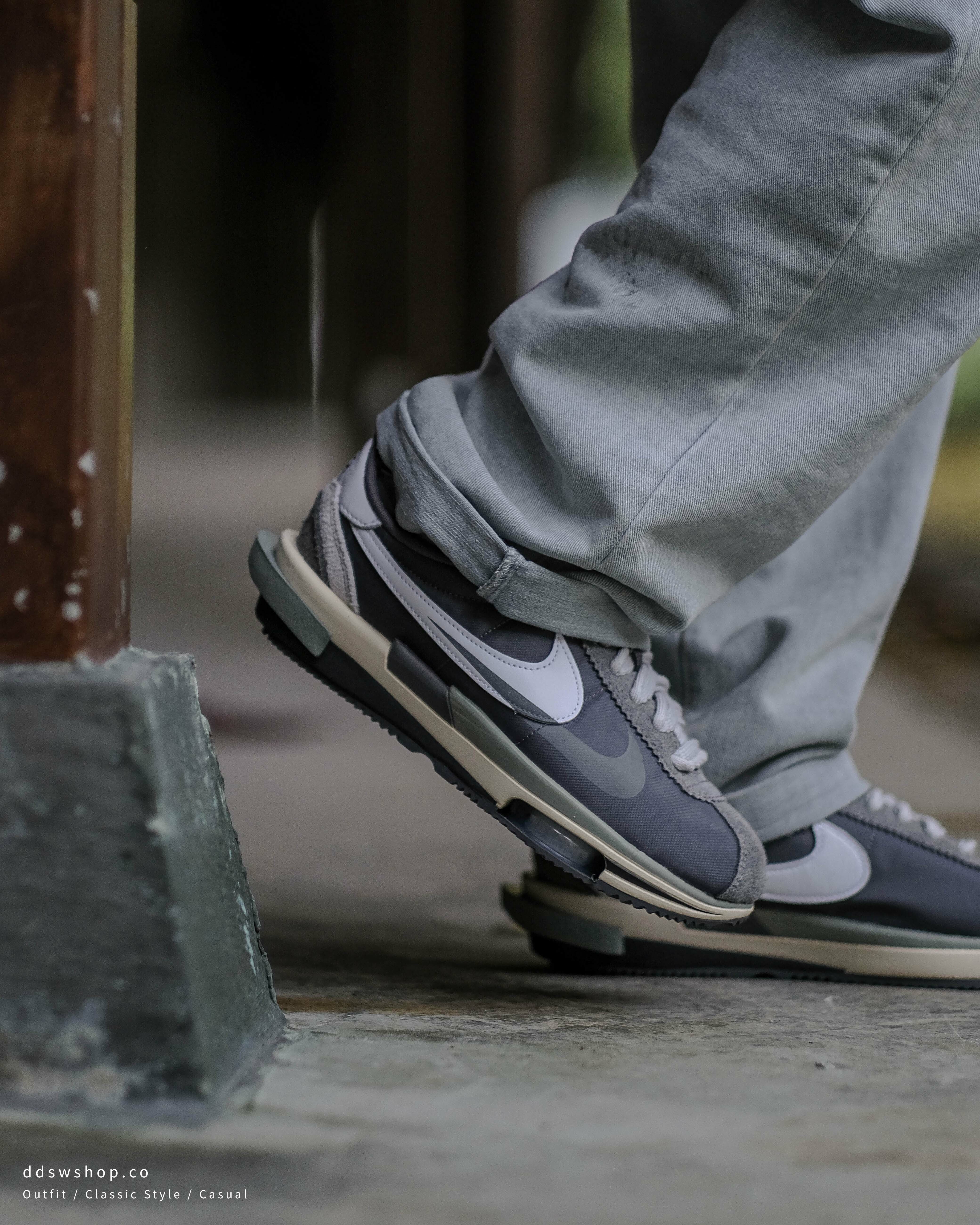Nike Zoom Cortez x Sacai 'Iron Grey' 聯名款阿甘鞋灰白灰黑