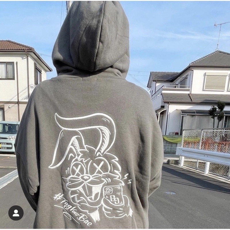 日本品牌GYDA正品美式LA GIRL厚實經典兔子刺繡連帽T