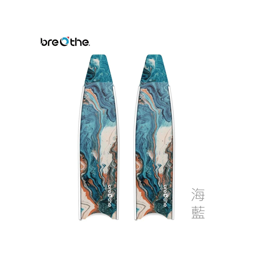 ▲水呼吸breathe 碳纖維長蛙鞋板 海藍 15-A-02