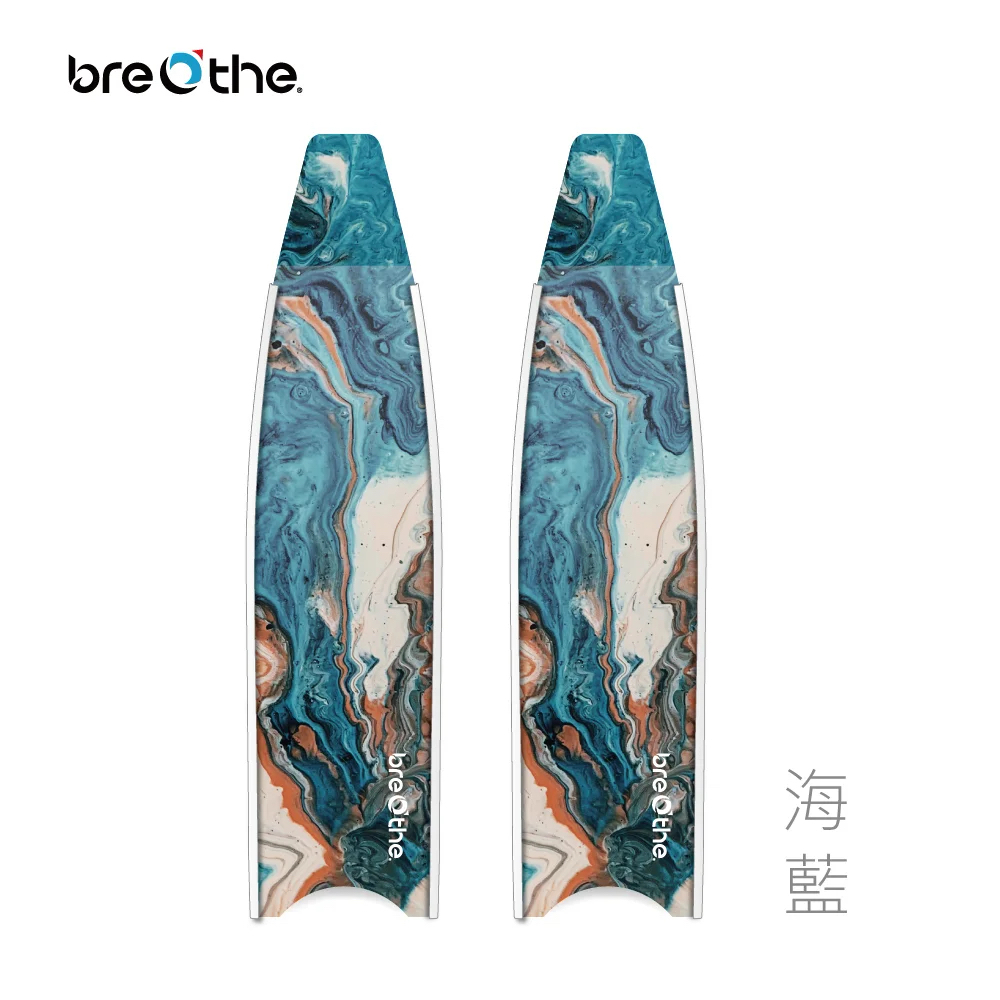 ▲水呼吸breathe 碳纖維長蛙鞋板 海藍 15-A-02