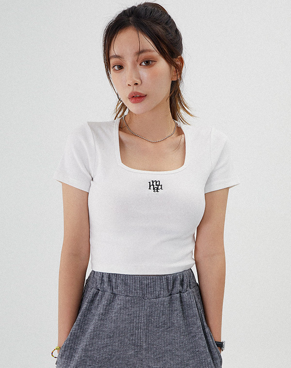 MUAHMAUH - SQUARE NECK CROP T-SHIRT (3 COLORS)