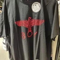 [S] BOYLONDON EAGLE AND BOY WORDING T-SHIRT,BLACK/RED, B82TS1506U95 (SBB174)