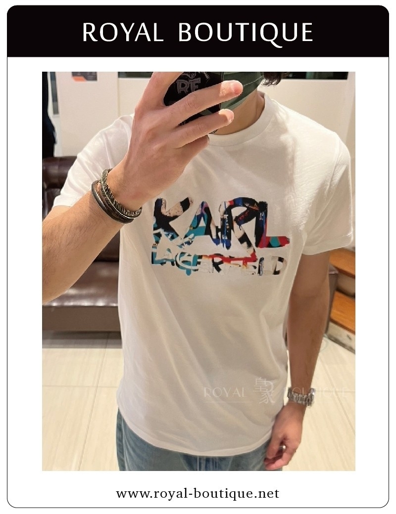 KARL LAGERFELD 卡爾 水彩塗鴉英字短T