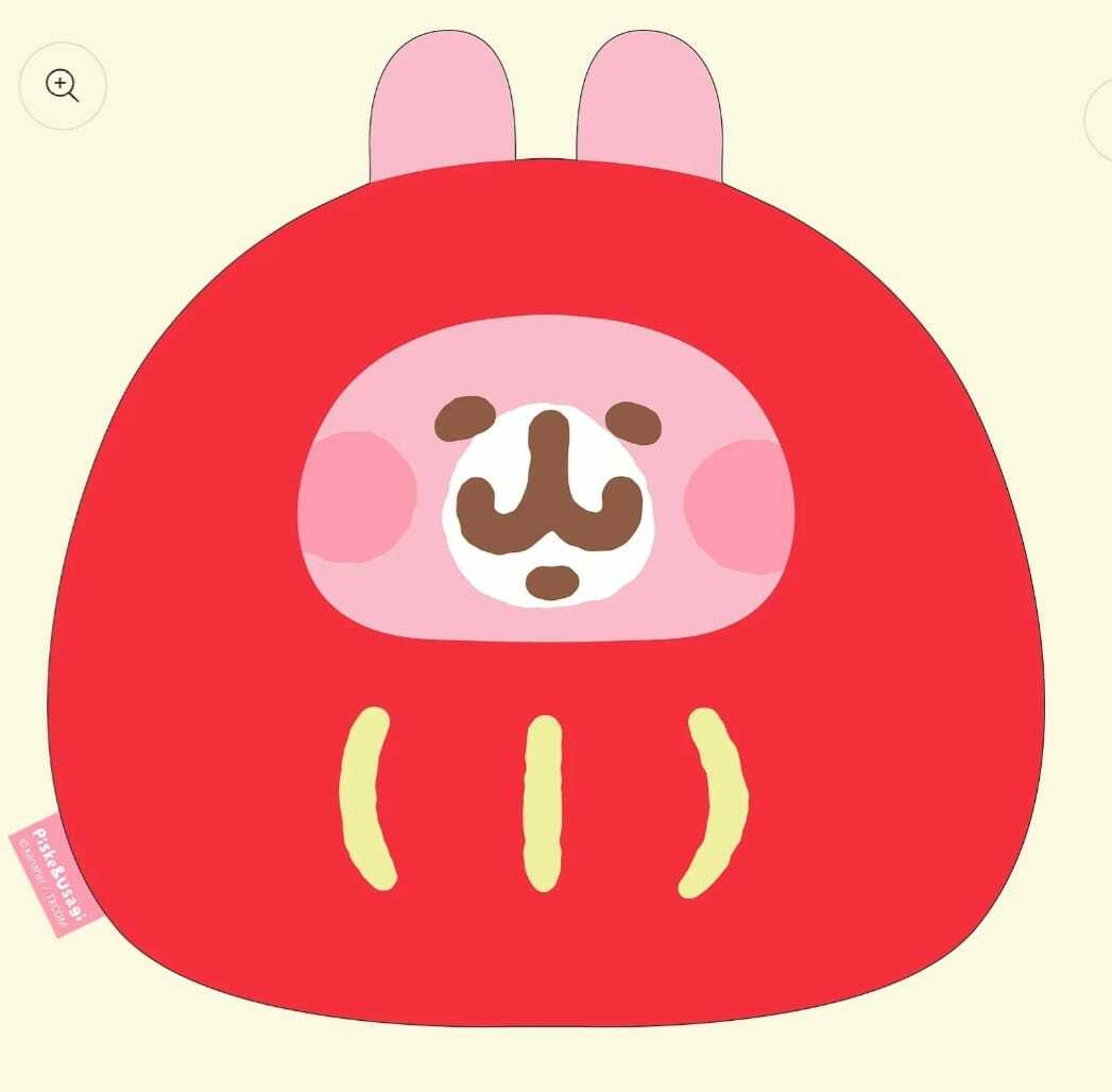 P助與粉紅兔兔開運巨型達摩粉紅兔兔暖手抱枕