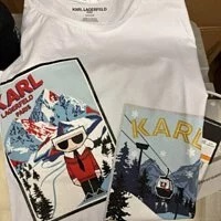 [S] KARL LAGERFELD APRES SKI POSTCARD LOGO TEE,WHITE, L1WHF052-WHT, FINAL SALE (SKL419)