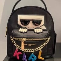 [S] KARL LAGERFELD LH7KE899 AMOUR NYLON MINI BACKPACK, BLACK MULTI, 194775160776 (SKL424)
