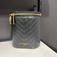 [S] KARL LAGERFELD LH2EB3BL KOSETTE CROSSBODY BARREL BAG,BLACK/GOLD, 194775165870 (SKL430)