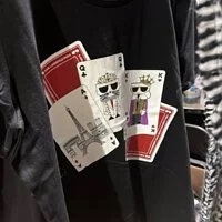 [S] KARL LAGERFELD KARL PLAYING CARDS LOGO TEE,BLACK, L2WHC078-BLK (SKL432)