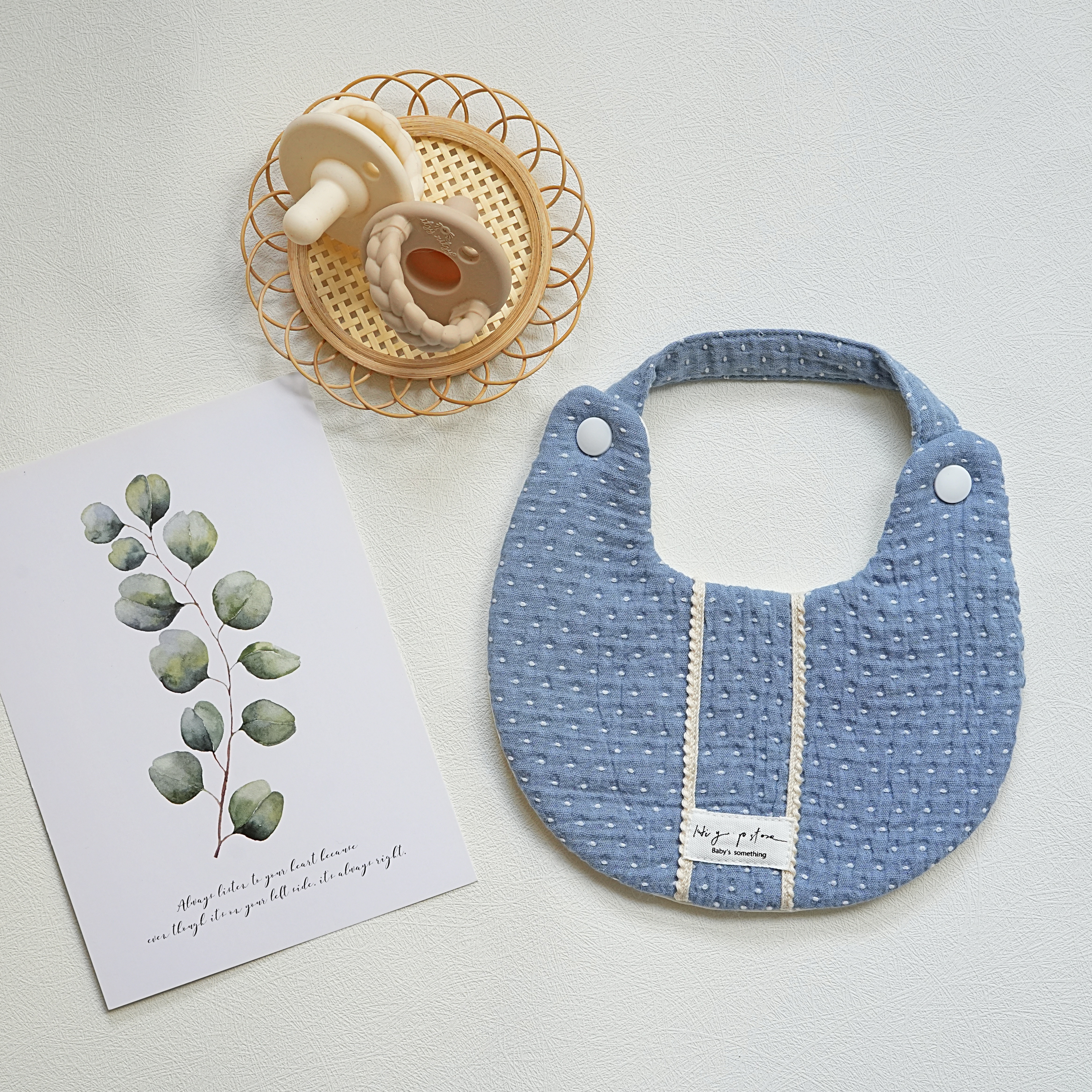 Hi Y.P store-手作圍兜-寶藍刺繡