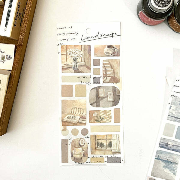 黃昏的房間 LANDSCAPE系列 描圖紙燙金貼紙 ｜日本Mind Wave