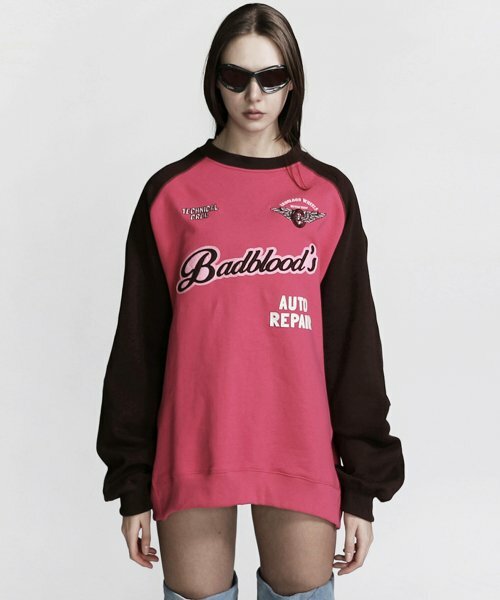 BADBLOOD Vintage Auto Repair Shop 長袖衛衣 粉紅 at-sweatshirt22-088