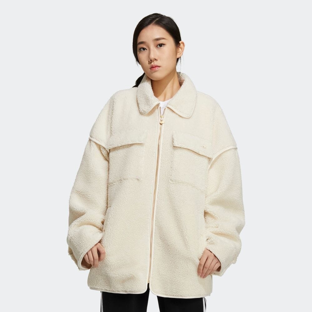 ADIDAS Sherpa Jacket 女 絨毛外套 白 HC6602 JAN-