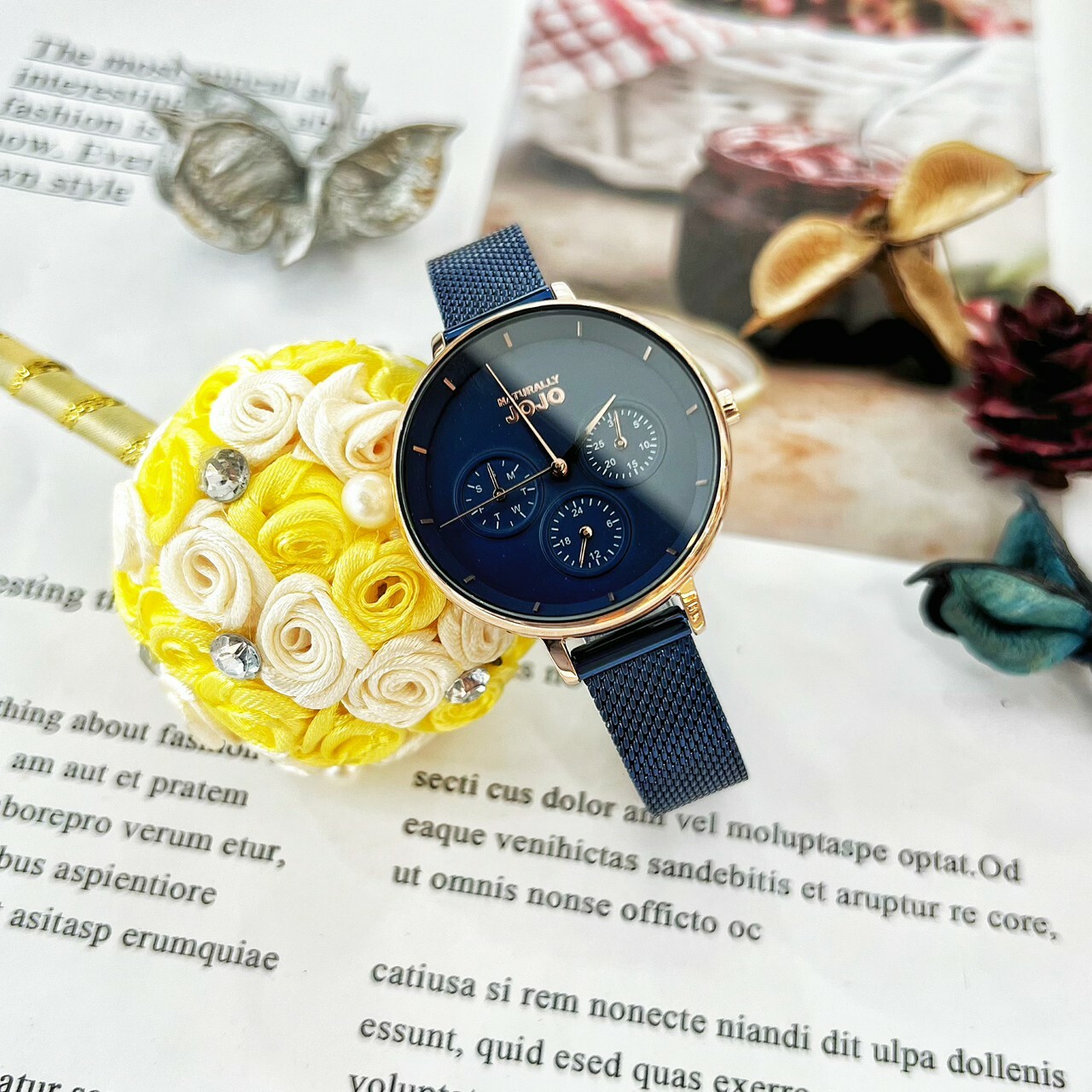 【NATURALLY JOJO】星空藍三眼米蘭腕錶 JO96990-55R 34mm 現代鐘錶