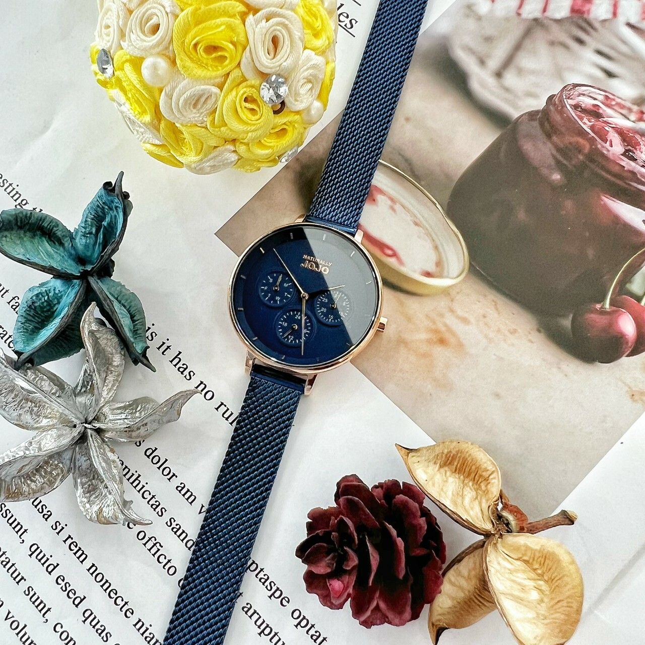 【NATURALLY JOJO】星空藍三眼米蘭腕錶 JO96990-55R 34mm 現代鐘錶