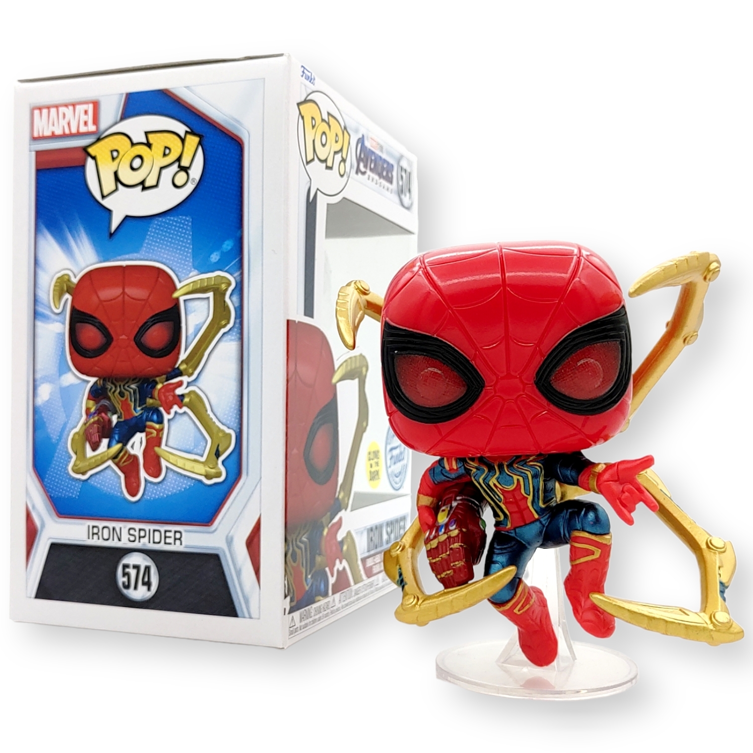 FUNKO POP<復仇者聯盟4>蜘蛛俠(開全爪)(夜光版)-NO.574