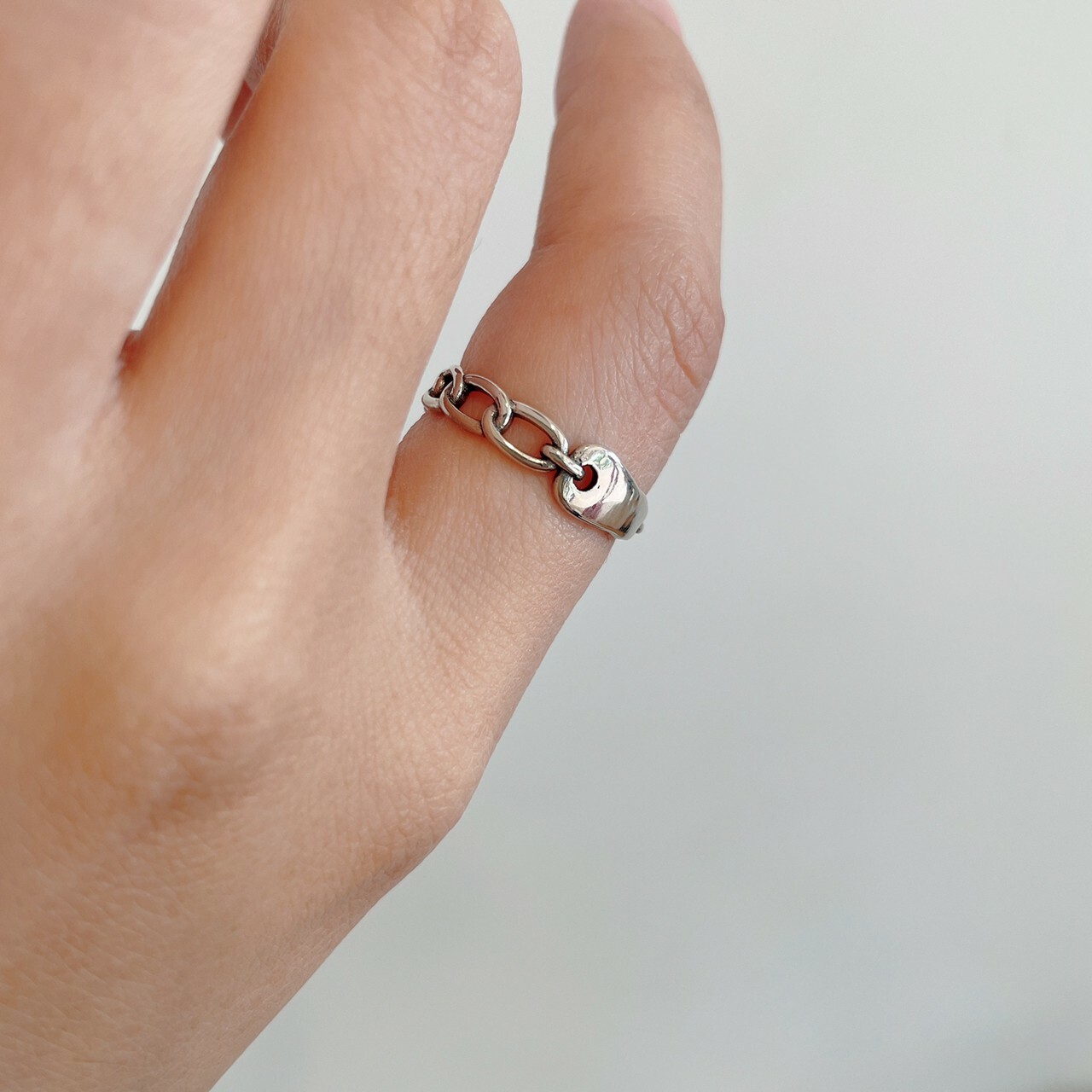 │簡約│時空鎖鏈 • 開口戒 • 純銀戒指 • 可碰水 • 抗過敏 S925