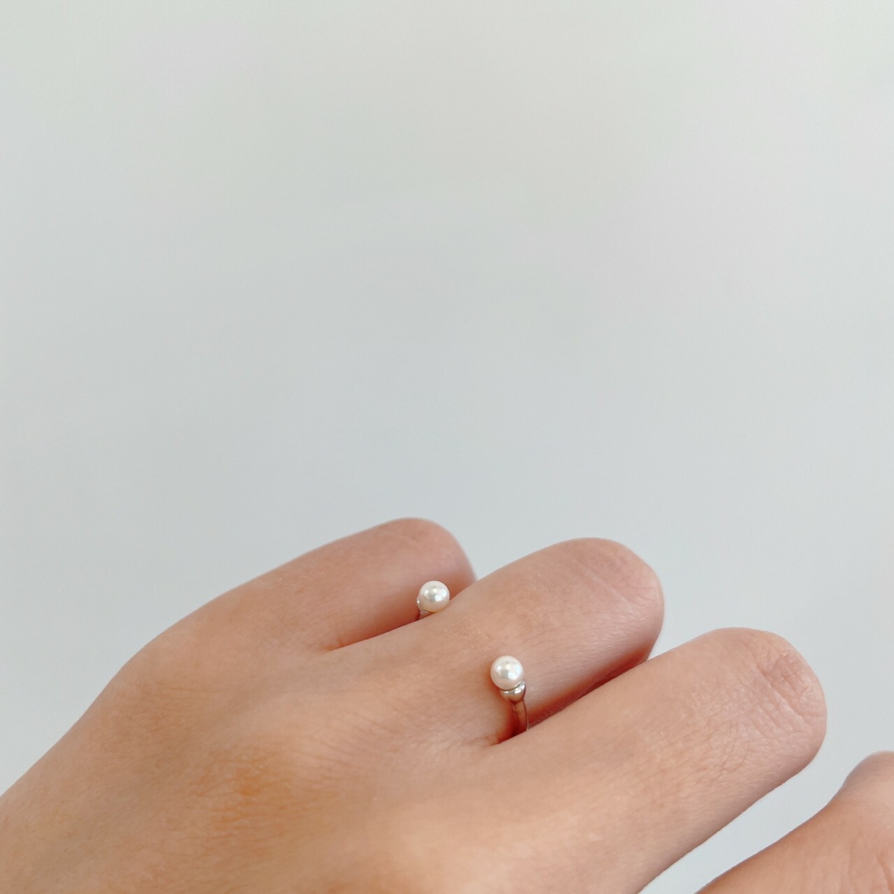 │簡約│小珍珠c型 • 開口戒 • 純銀戒指 • 抗過敏 S925