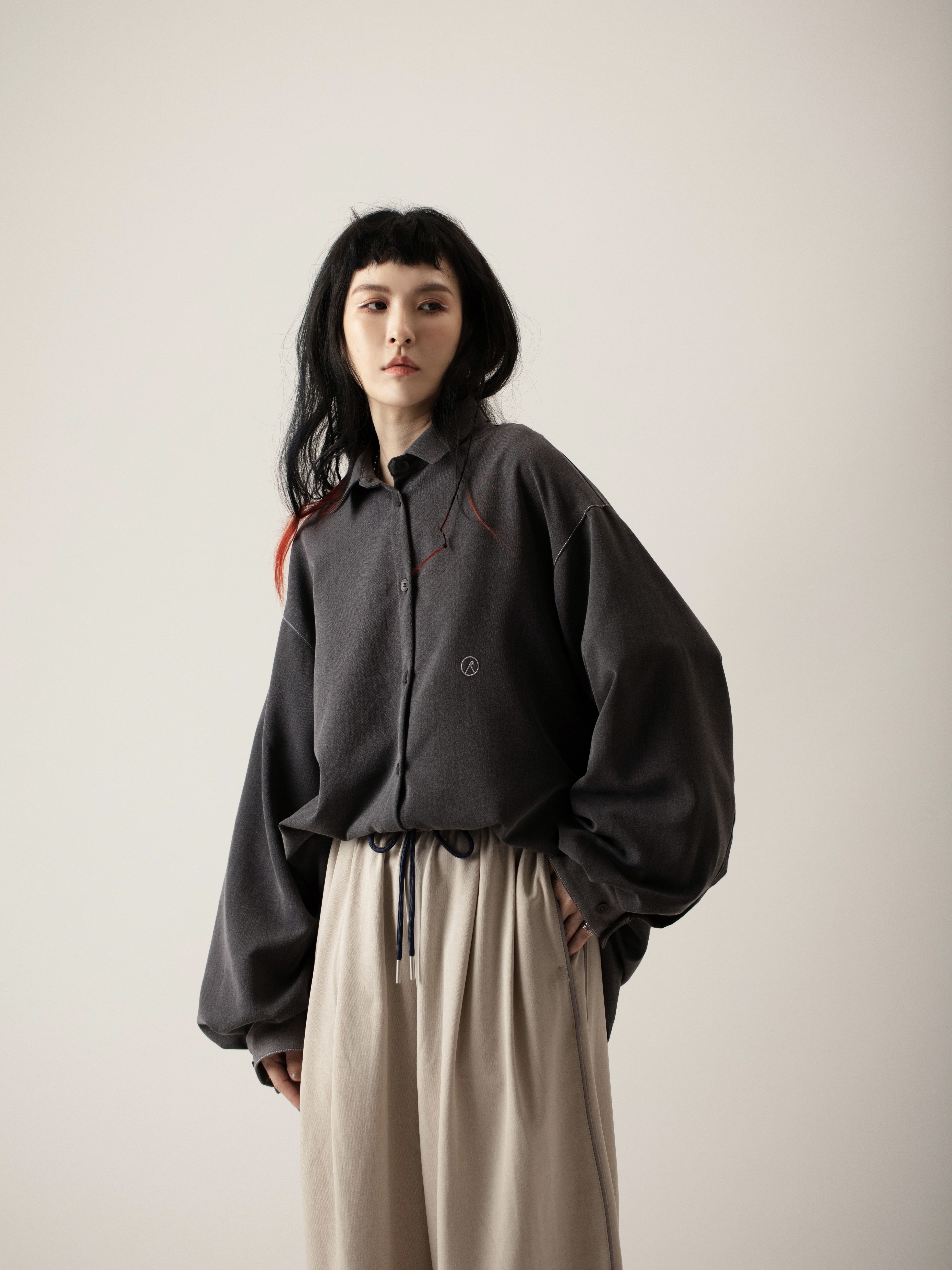 Graphic-embroidered Shirt | Gray