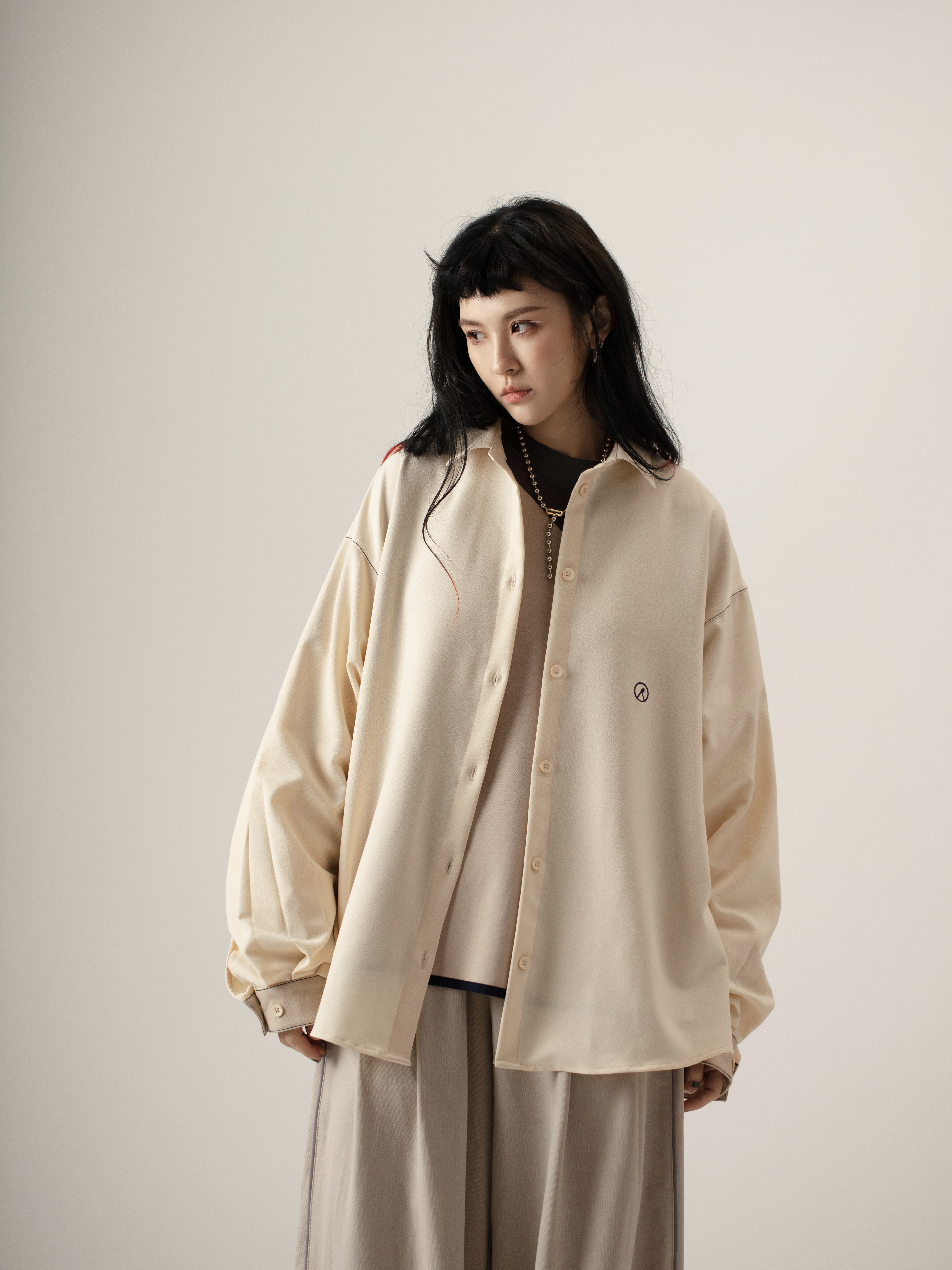 Graphic-embroidered Shirt | Beige