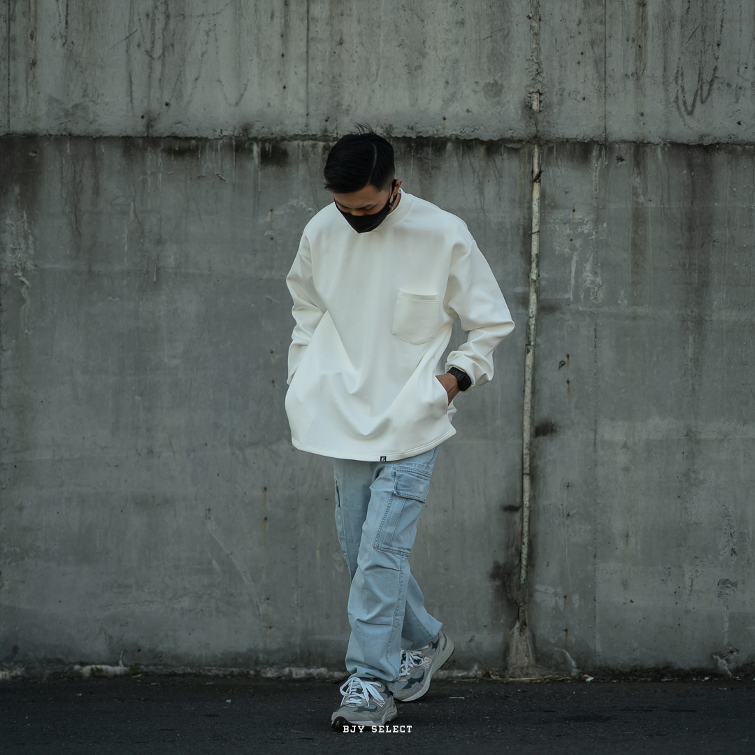 #現貨 BJY Cotton-Jersey T-Shirts 厚磅小高領口袋長袖 三色 22301-2-3