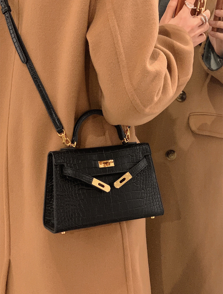 鱷魚紋牛皮凱利包(22 CM/25 CM)(多色)