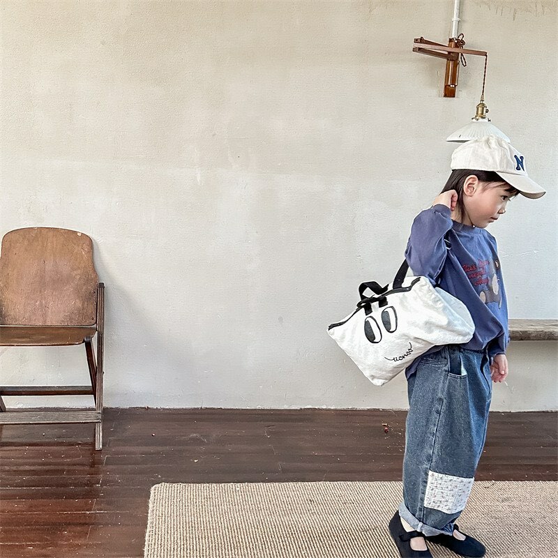 碎花補丁牛仔哈倫褲