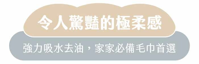 “令人驚豔的極柔感|強力吸水去油,家家必備毛巾首選"