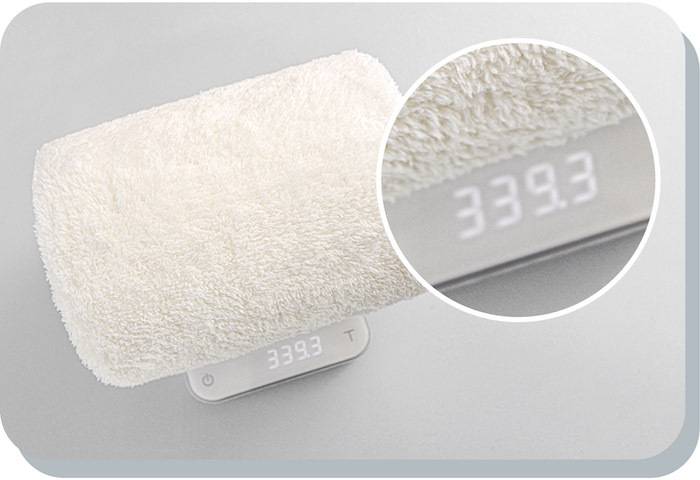 巾朵雲毛巾實際重量示意