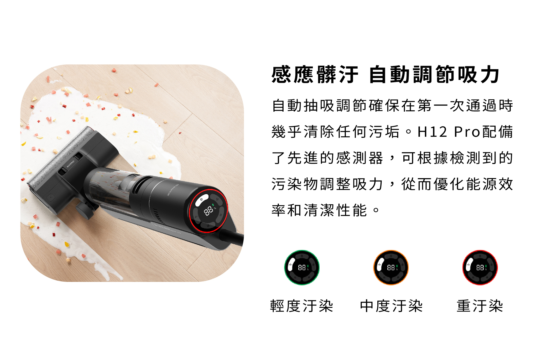 追覓 dreame H12 Pro 全方位7合1洗地機感應髒汙自動調節吸力自動抽吸調節根据檢測到的汙染物調整吸力優化能源效率和清潔功能